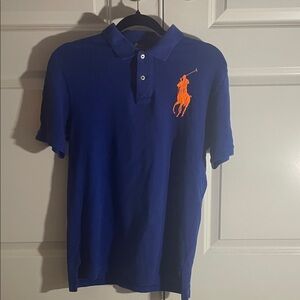 Ralph Lauren Royal Blue Polo with Vibrant Orange Emblem